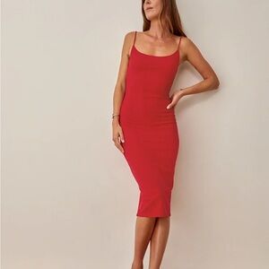 Reformation Kelsee Knit Dress Cherry - Size L